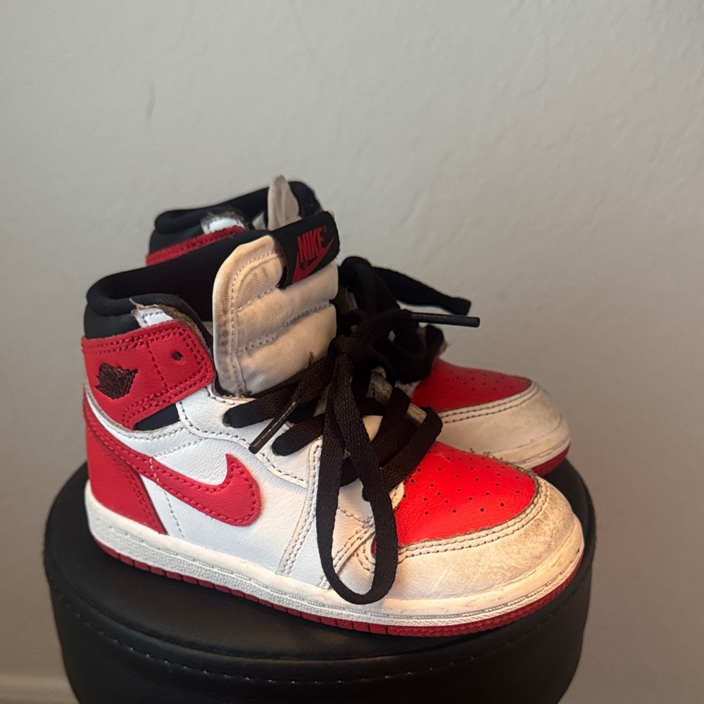 Nike Kids Black, Red, and White  Jordan Sneakers
